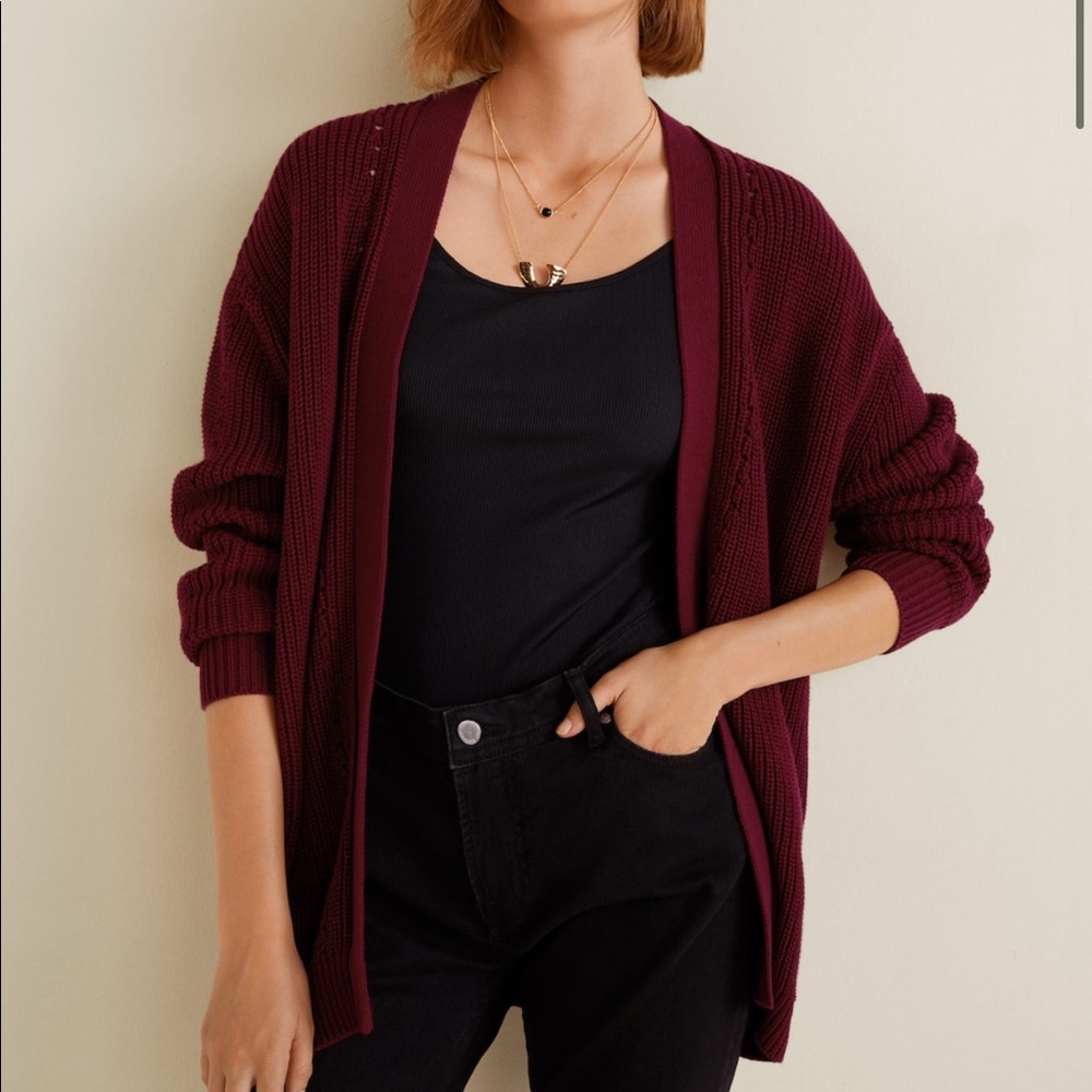 MANGO Ribbed Cotton Cardigan